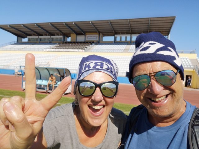 Hildegunn Orholm og Per Ola Harstad så kampen på Maspalomas stadion.