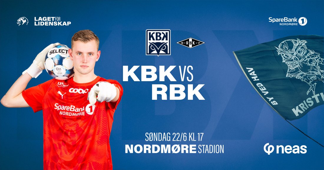 KBKs neste hjemmekamp er mot Rosenborg søndag 22. juni. Billetter kjøpes på kristiansundbk.no/billetter.