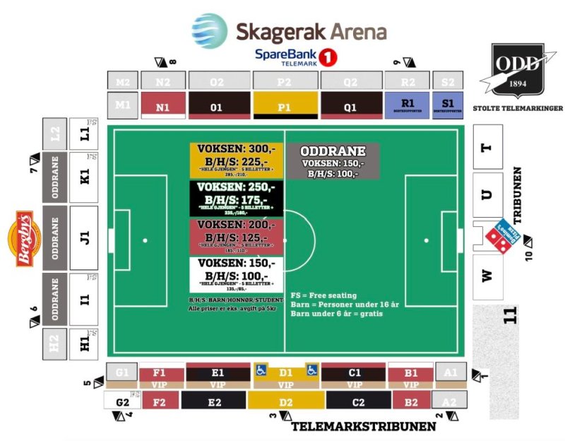Tribunekart over Skagerak arena