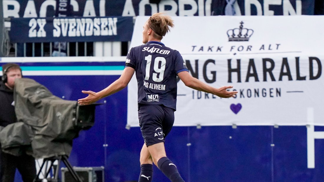 Leander Næss Alvheim jubler for 1-0. Foto: NTB