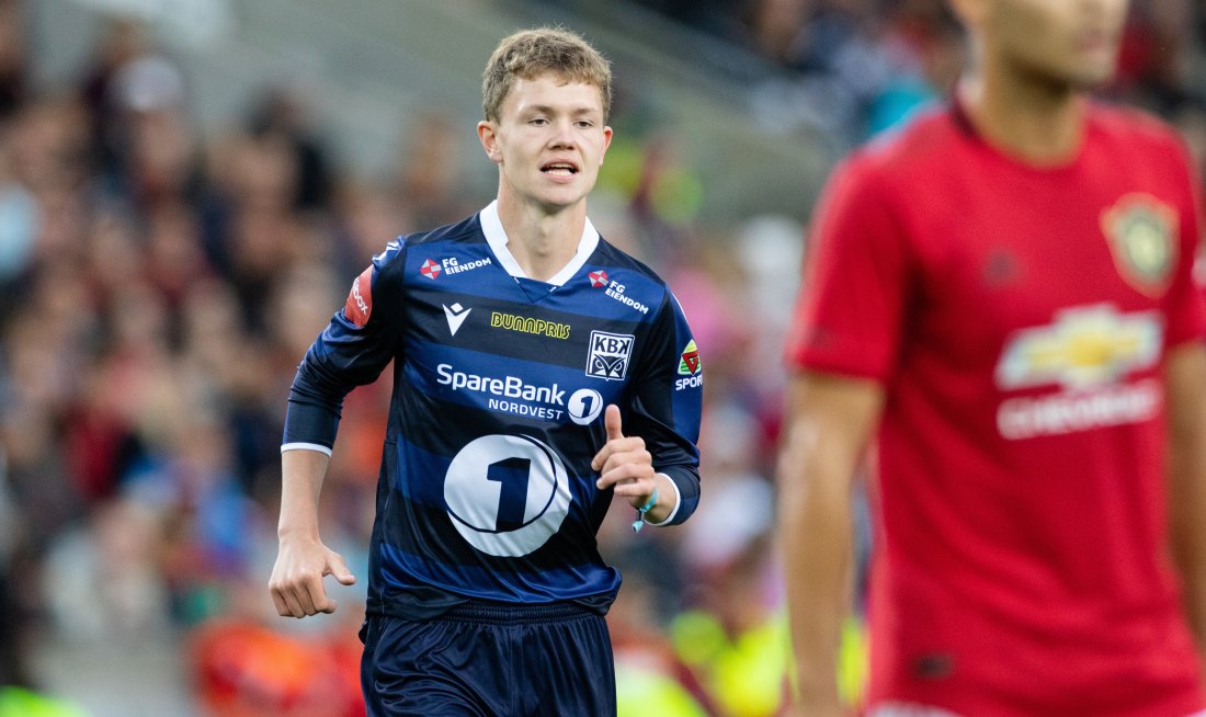 Max Normann Williamsen spilte KBKs treningskamp mot Manchester United sommeren 2019. Foto: NTB