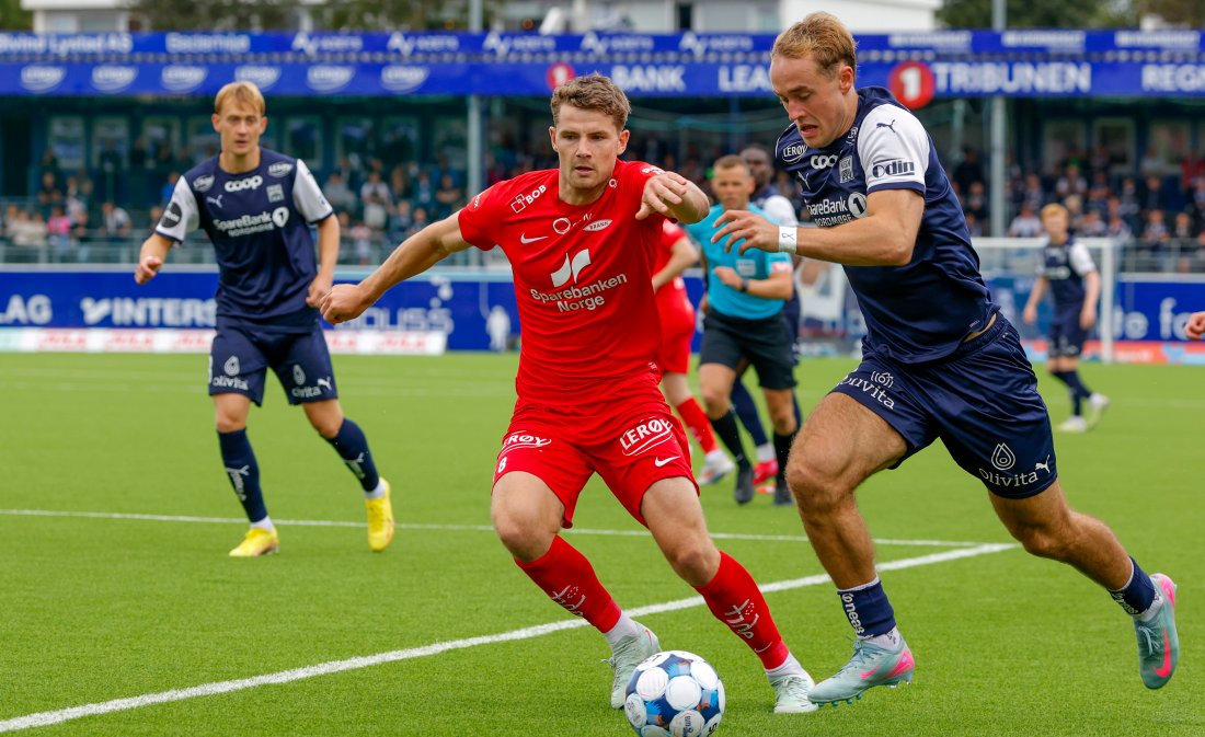 Mikkel Rakneberg utfordret Brann-forsvaret flere ganger på venstrekanten. Foto: NTB