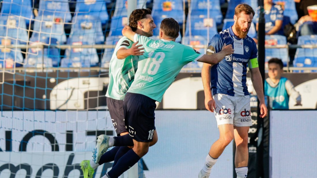 David Tufekcic og Niklas Ødegård jubler for førstnevntes scoring. Foto: NTB